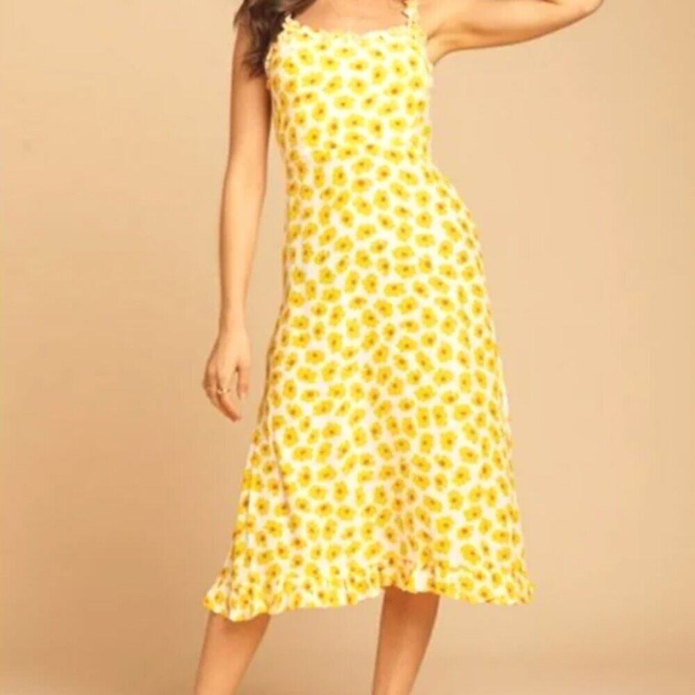 Faithful the Brand Constance Noemi Midi Dress in Marigold
